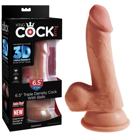 King Cock Plus 6.5" Triple Density Cock with Balls - Flesh